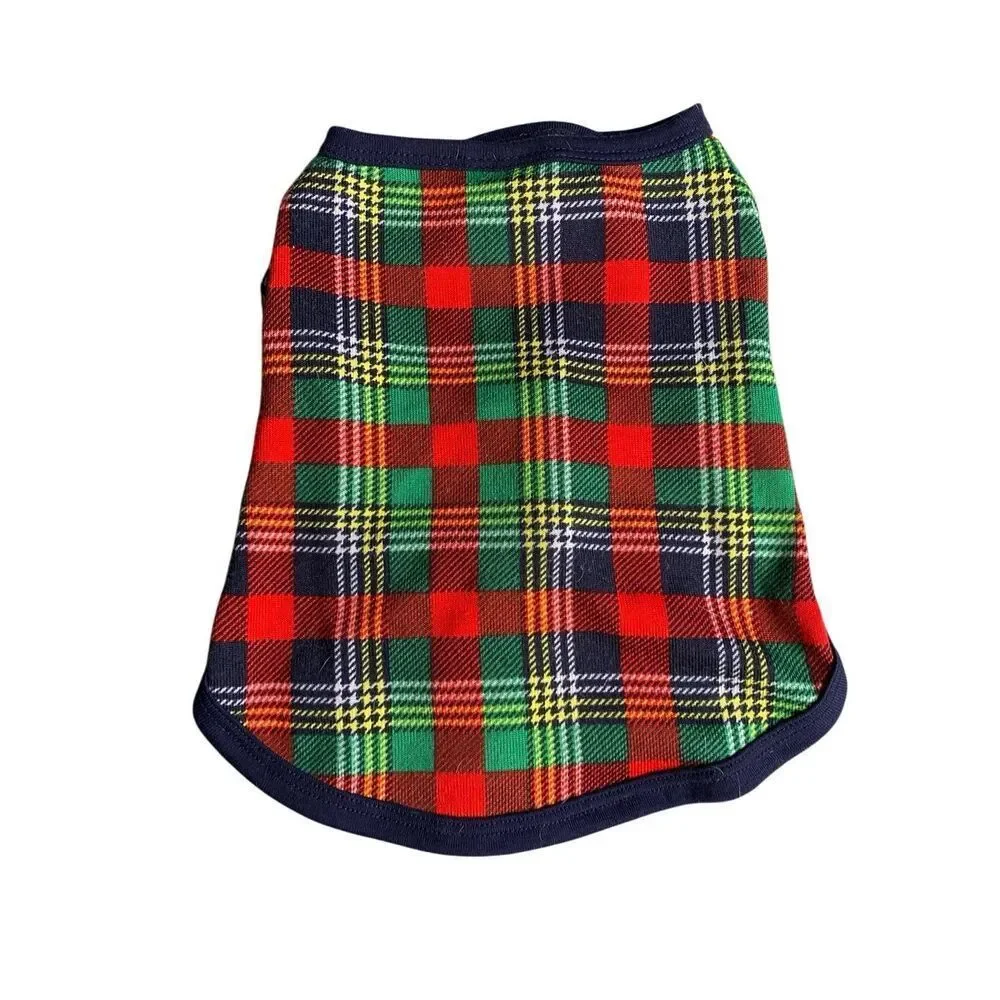 Dearfoams Plaid Dog Shirt Pet Sweater Red Green Medium Adjustable Up To 40 Lbs